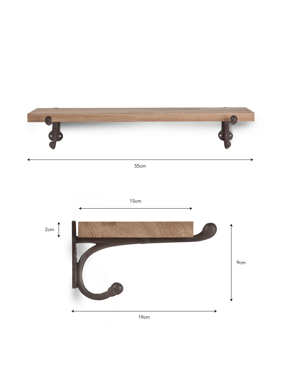 Oak & Cast Iron Shelf - Small 7 Oak & Cast Iron Shelf - Small - Image 5