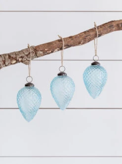 Set Of 3 Elkstone Baubles - Tarn Blue