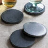 Set Of 4 Round Marble Coasters - Black -Modern Living Shop RCBM01 portrait 1 47124.1638479521
