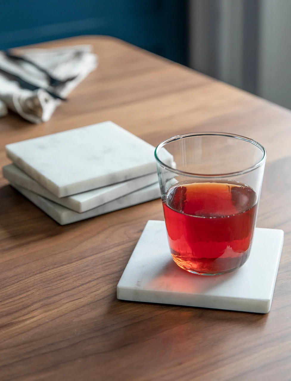 Set Of 4 Square Marble Coasters - White 3 Set Of 4 Square Marble Coasters - White