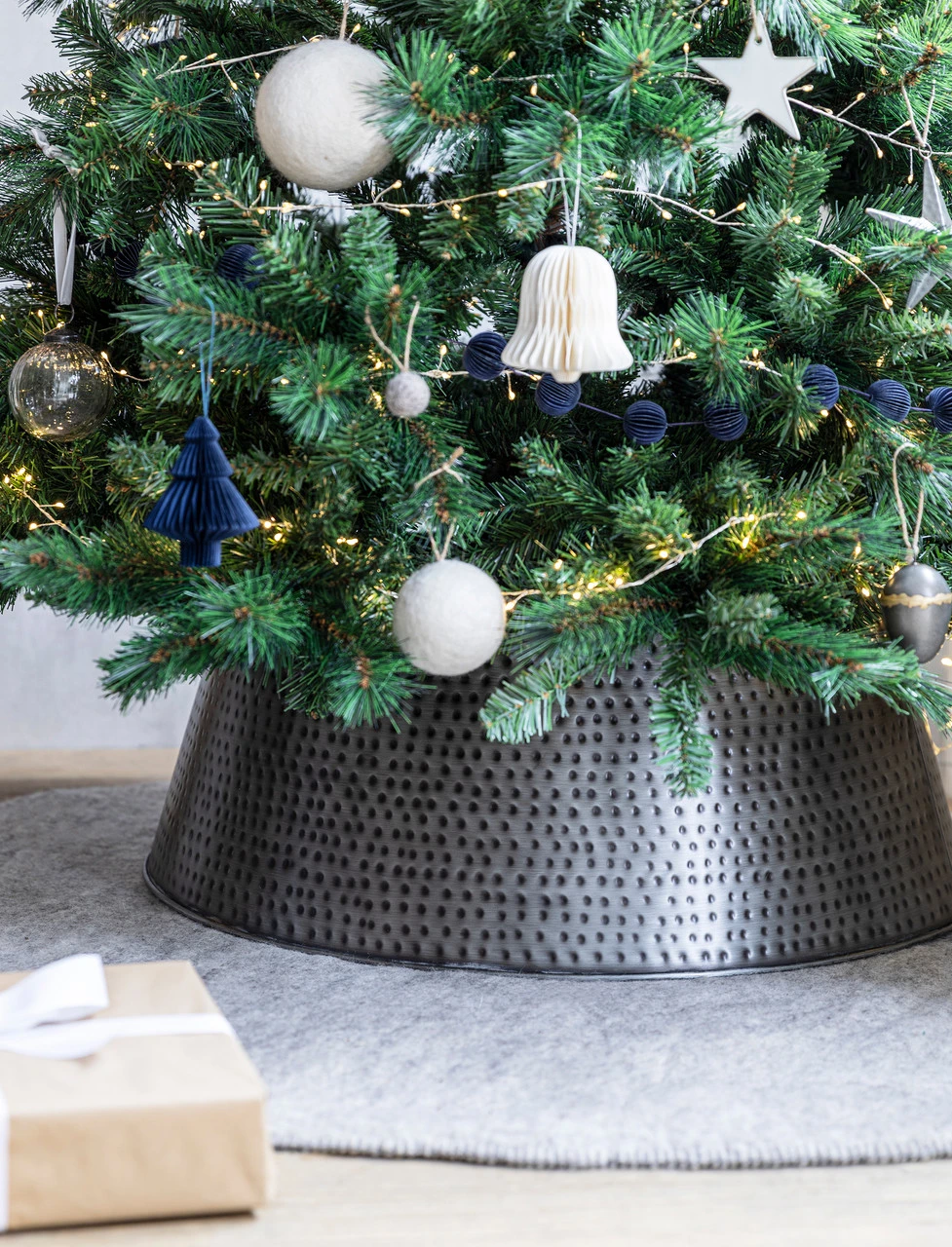 Hammered Christmas Tree Skirt - Antique Pewter 3 Hammered Christmas Tree Skirt - Antique Pewter