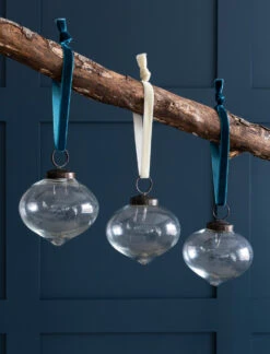 Set Of 3 Hailes Teardrop Baubles - Clear