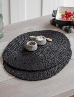 Pair Of Jute Table Mats - Black