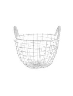 Wirework Basket - Small -Modern Living Shop Wirework Basket Small in Lily White Steel WBLW01 99548.1663080825